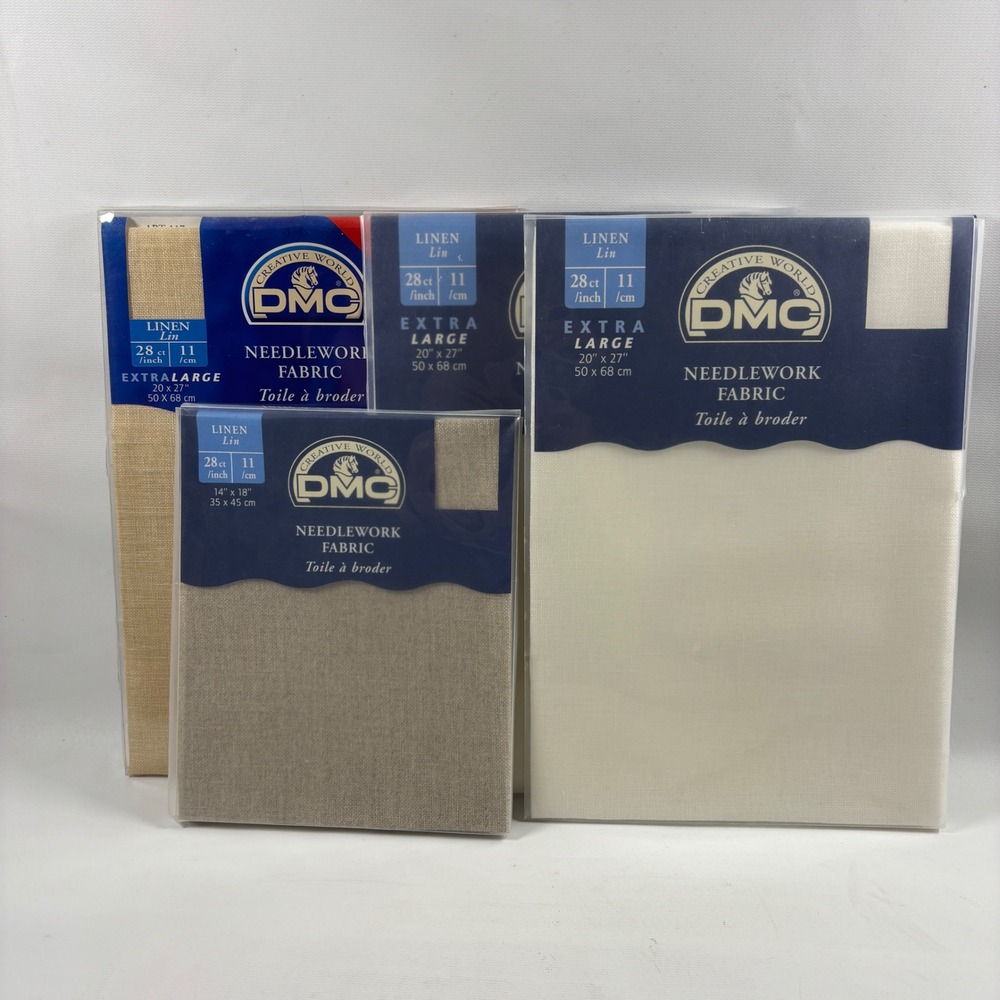 DMC Needlework Fabric 28ct Linen 4 Package Lot Neutral Colors 739 842 3865